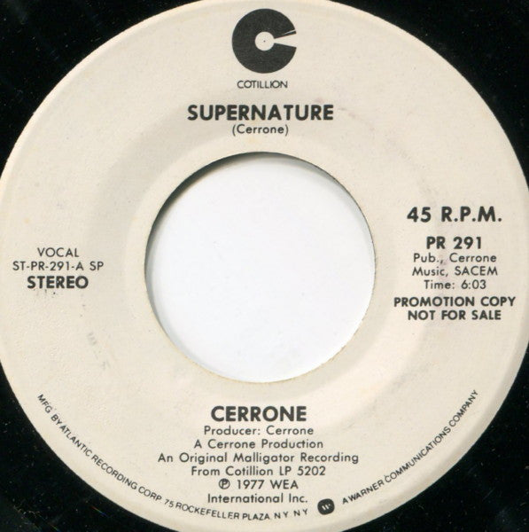 Cerrone : Supernature (7", Single, Promo)