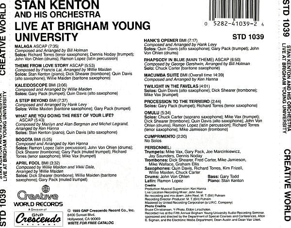 Stan Kenton And His Orchestra : Live At Brigham Young University (CD, Album, RE)