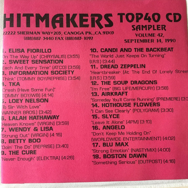 Various : Hitmakers Top 40 CD Sampler Volume 42 September 14, 1990 (CD, Promo, Smplr)