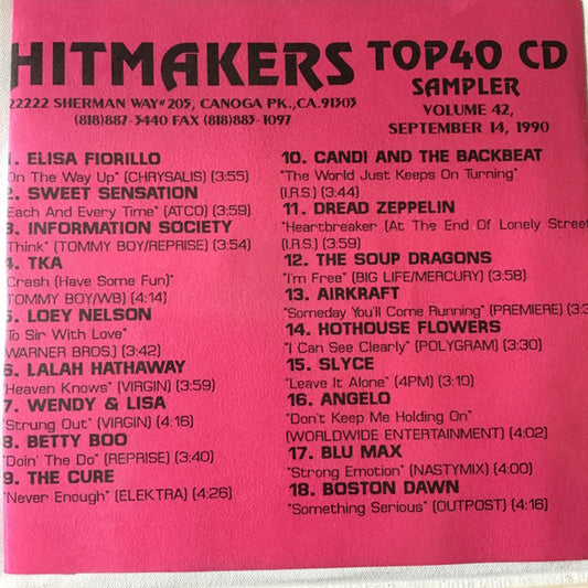 Various : Hitmakers Top 40 CD Sampler Volume 42 September 14, 1990 (CD, Promo, Smplr)