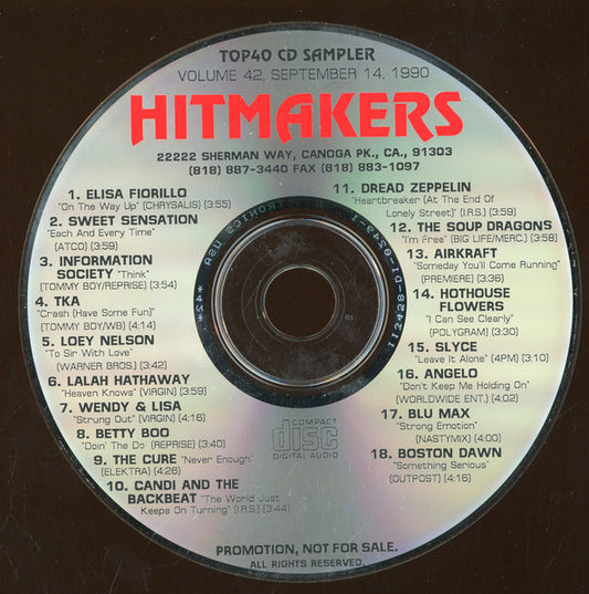 Various : Hitmakers Top 40 CD Sampler Volume 42 September 14, 1990 (CD, Promo, Smplr)