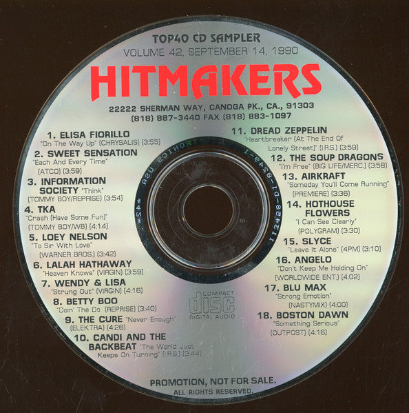 Various : Hitmakers Top 40 CD Sampler Volume 42 September 14, 1990 (CD, Promo, Smplr)