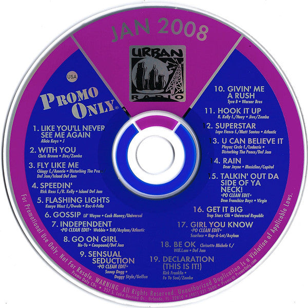 Various : Promo Only Urban Radio: January 2008 (CD, Comp, Promo)