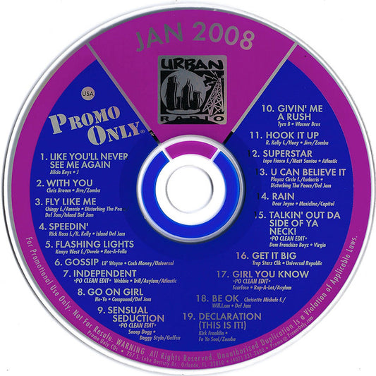 Various : Promo Only Urban Radio: January 2008 (CD, Comp, Promo)