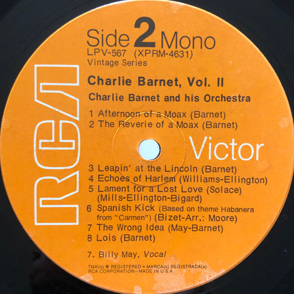 Charlie Barnet And His Orchestra : Charlie Barnet, Vol. II (LP, Comp, Mono)