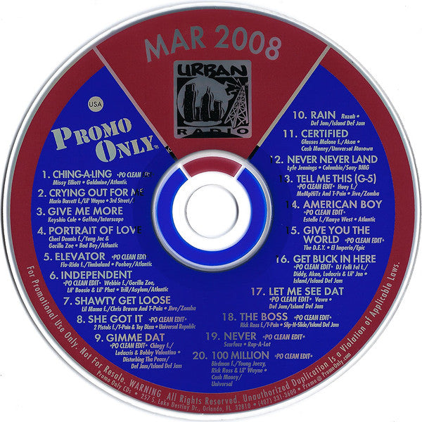 Various : Promo Only Urban Radio: March 2008 (CD, Comp, Promo)