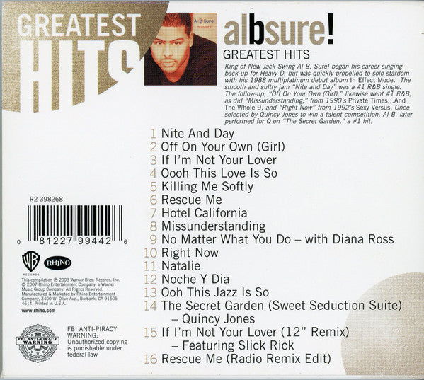 Al B. Sure! : The Very Best Of (CD, Comp, RE)