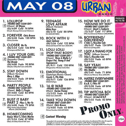 Various : Promo Only Urban Radio: May 2008 (CD, Comp, Promo)