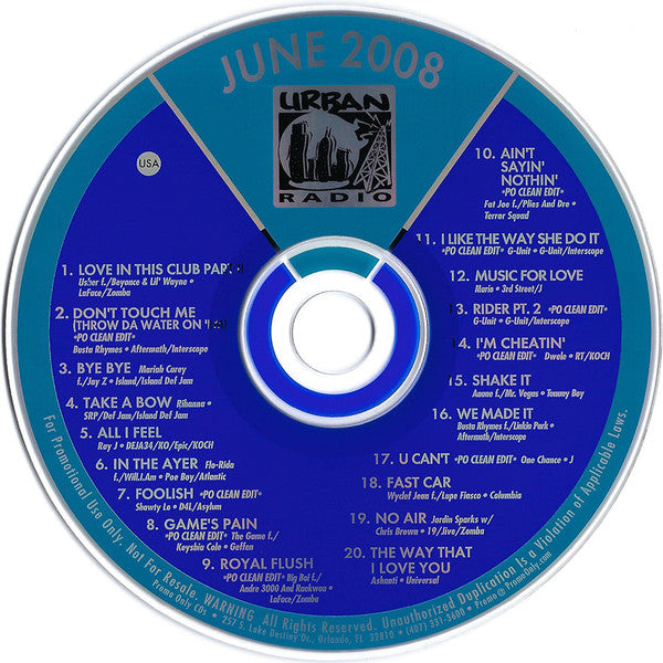 Various : Promo Only Urban Radio: June 2008 (CD, Comp, Promo)