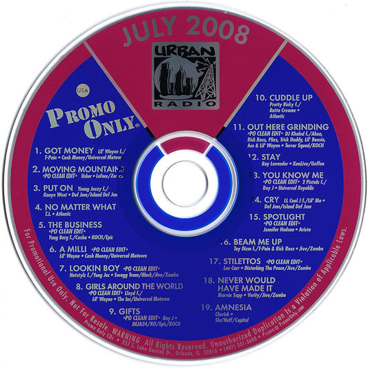 Various : Promo Only Urban Radio (July 2008) (CD, Comp, Promo)