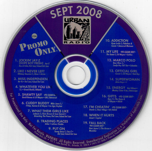 Various : Promo Only Urban Radio: September 2008 (CD, Comp, Promo)