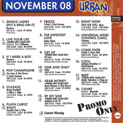 Various : Promo Only Urban Radio: November 2008 (CDr, Comp, Promo)