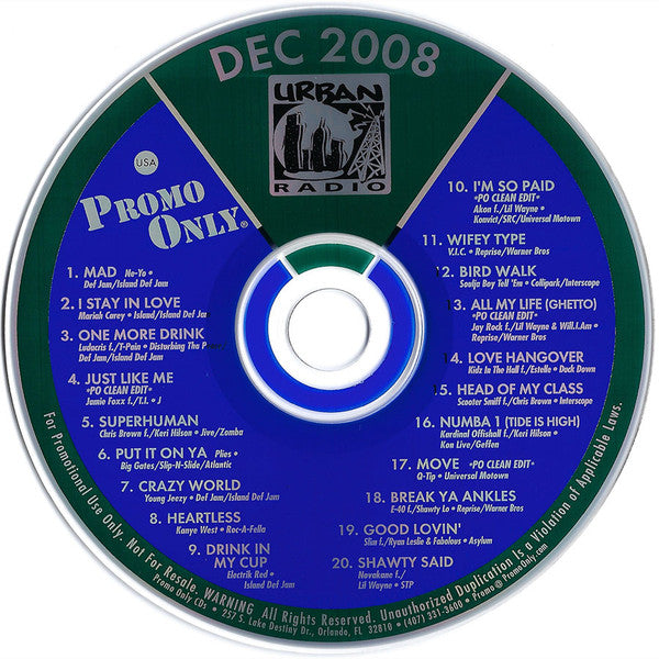 Various : Promo Only Urban Radio - December 2008 (CD, Comp, Promo)