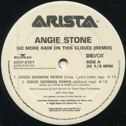 Angie Stone : No More Rain (In This Cloud) (Remix) (12", Single, Promo)