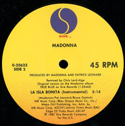 Madonna : La Isla Bonita (12", Maxi, All)