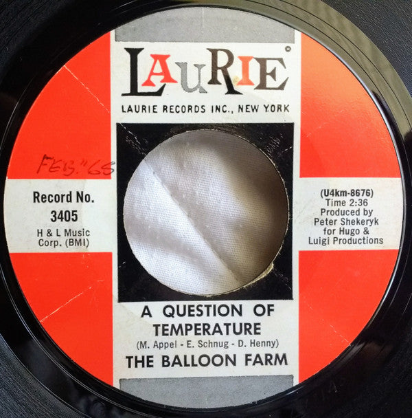 The Balloon Farm : A Question Of Temperature / Hurtin' For Your Love (7", Single, Styrene)
