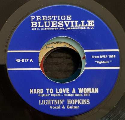 Lightnin' Hopkins : Hard To Love A Woman / Back To New Orleans (7")