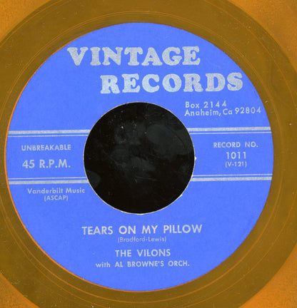 The Vilons With Al Browne And His Orchestra : Sweetest One / Tears On My Pillow (7", Single, Yel)