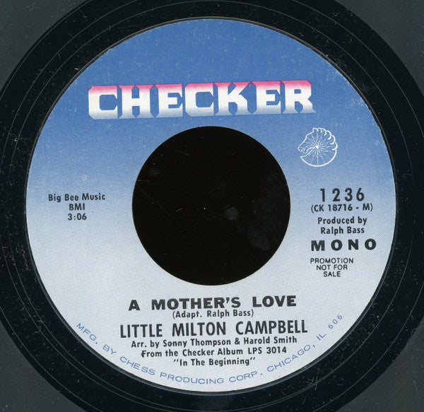 Little Milton : A Mother's Love / Many Rivers To Cross (7", Mono, Promo, Styrene)