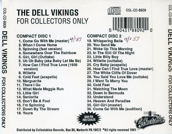 The Dell-Vikings : For Collectors Only (2xCD, Comp)