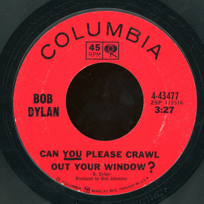 Bob Dylan : Can You Please Crawl Out Your Window? (7", Styrene, Pit)