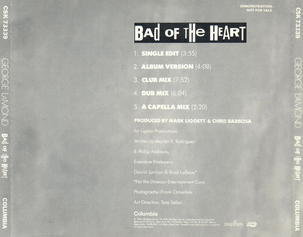 George LaMond : Bad Of The Heart (CD, Maxi, Promo)