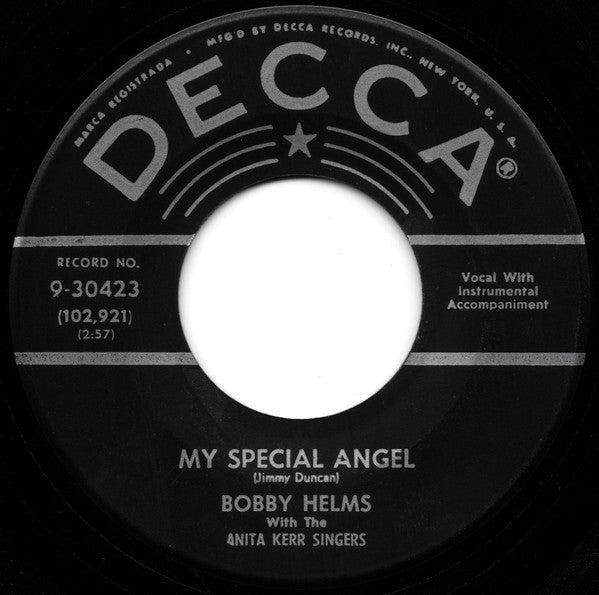 Bobby Helms : My Special Angel / Standing At The End Of My World (7", Single, Glo)