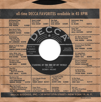 Bobby Helms : My Special Angel / Standing At The End Of My World (7", Single, Glo)