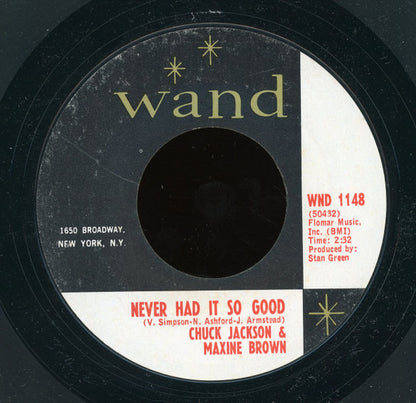 Chuck Jackson & Maxine Brown : Hold On I'm Coming / Never Had It So Good (7", Styrene, Ter)