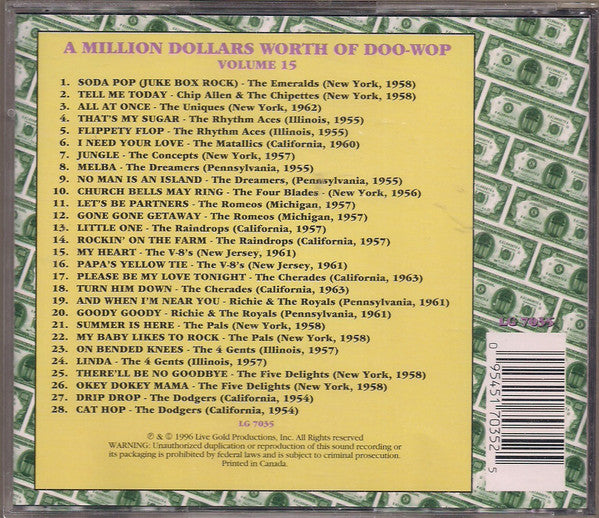 Various : A Million Dollars Worth Of Doo-Wop Volume 15 (CD, Comp)