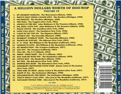 Various : A Million Dollars Worth Of Doo-Wop Volume 19 (CD, Comp)