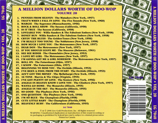 Various : A Million Dollars Worth Of Doo-Wop Volume 20 (CD, Comp)