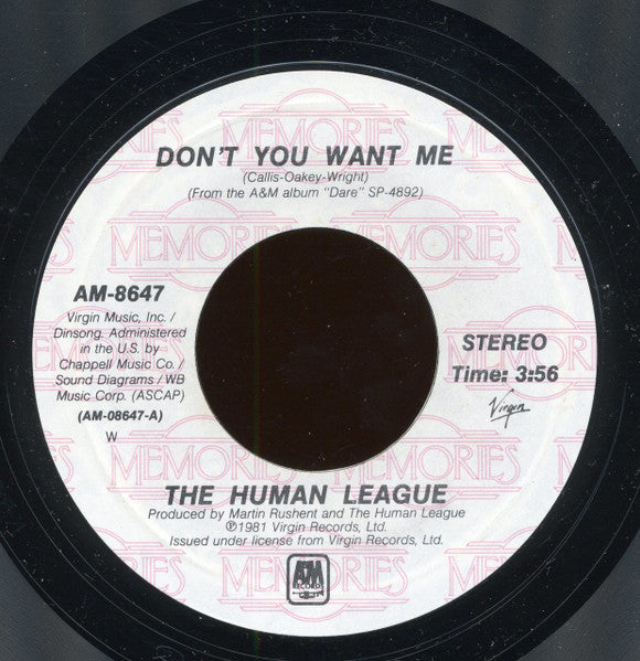 The Human League : Don't You Want Me / Love Action (I Believe In Love) (7", Single, RE, Styrene)