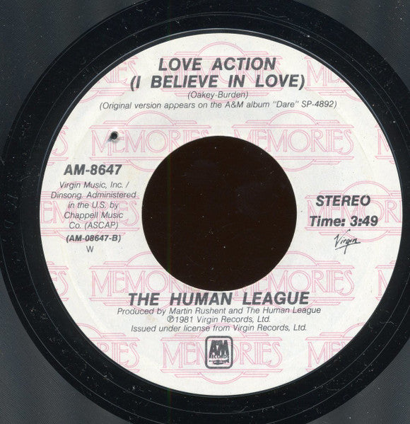 The Human League : Don't You Want Me / Love Action (I Believe In Love) (7", Single, RE, Styrene)
