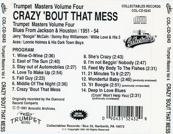 Various : Trumpet Masters Volume Four: Crazy 'Bout That Mess  (CD, Comp, RE)