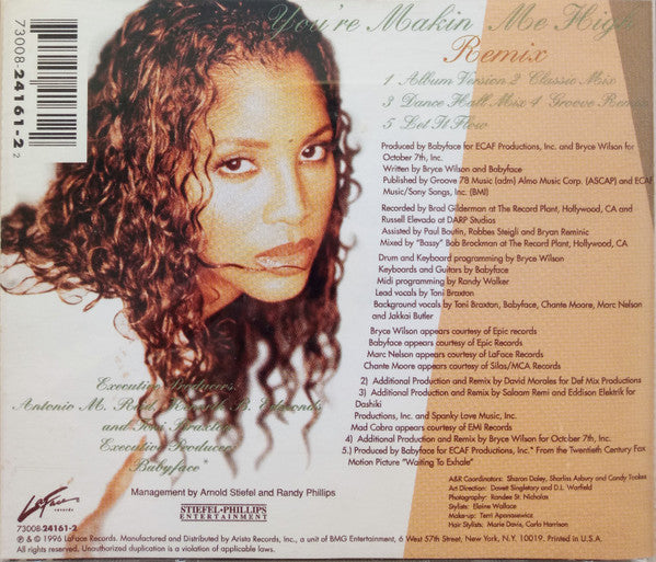 Toni Braxton : You're Makin Me High (Remix) / Let It Flow (CD, Maxi)