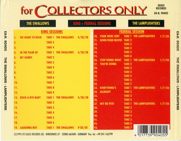 The Swallows, The Lamplighters : For Collectors Only King Federal Sessions (CD, Album, Comp)