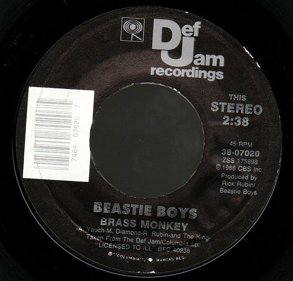 Beastie Boys : Brass Monkey / Posse In Effect (7", Single, Styrene)