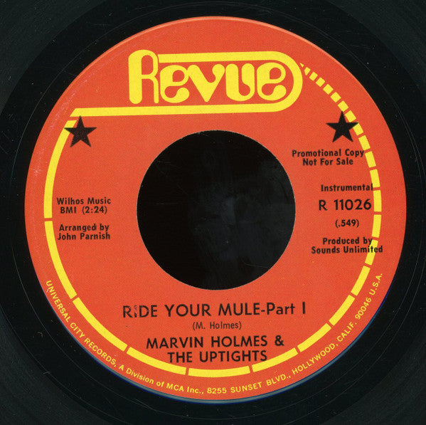 Marvin Holmes & The Uptights : Ride Your Mule (7", Promo)