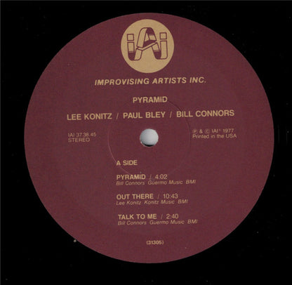 Lee Konitz / Paul Bley / Bill Connors : Pyramid (LP, Album)