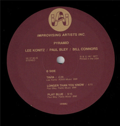 Lee Konitz / Paul Bley / Bill Connors : Pyramid (LP, Album)