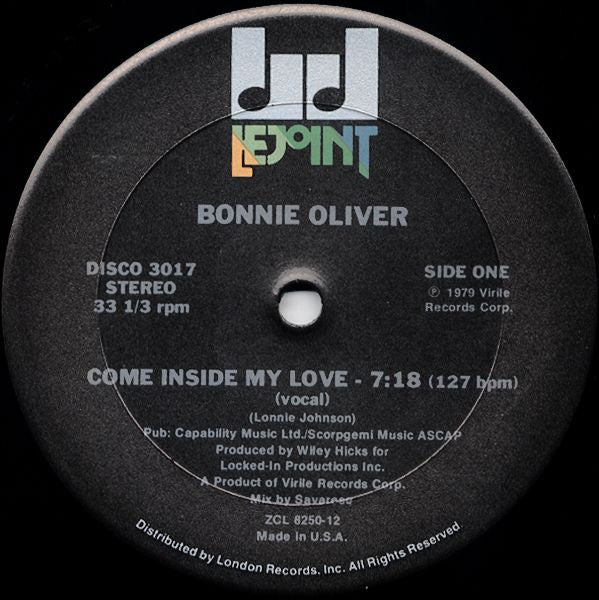 Bonnie Oliver : Come Inside My Love (12")