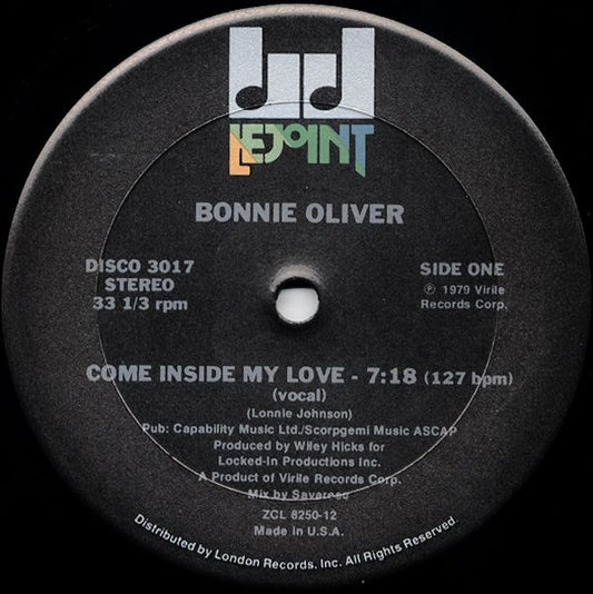 Bonnie Oliver : Come Inside My Love (12")