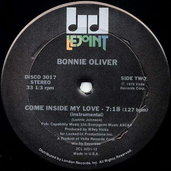 Bonnie Oliver : Come Inside My Love (12")