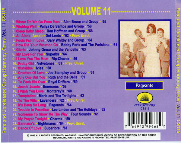 Various : Rare & Unreleased Group Harmony Gems  Vol. 11 (CD, Comp)