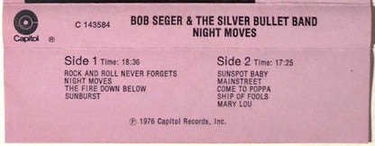 Bob Seger And The Silver Bullet Band : Night Moves (Cass, Album, Club, RCA)