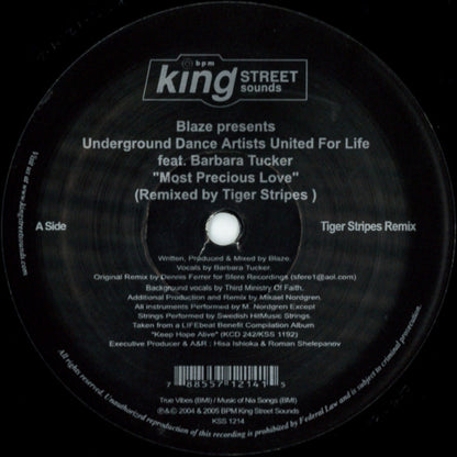 Blaze Presents Underground Dance Artists United For Life Feat. Barbara Tucker : Most Precious Love (12")