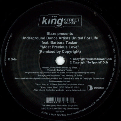 Blaze Presents Underground Dance Artists United For Life Feat. Barbara Tucker : Most Precious Love (12")