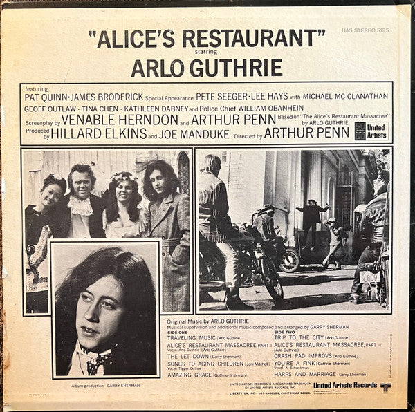 Arlo Guthrie, Garry Sherman : Alice's Restaurant (Original Motion Picture Score) (LP, Album)