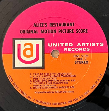 Arlo Guthrie, Garry Sherman : Alice's Restaurant (Original Motion Picture Score) (LP, Album)